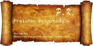 Preisler Krisztián névjegykártya